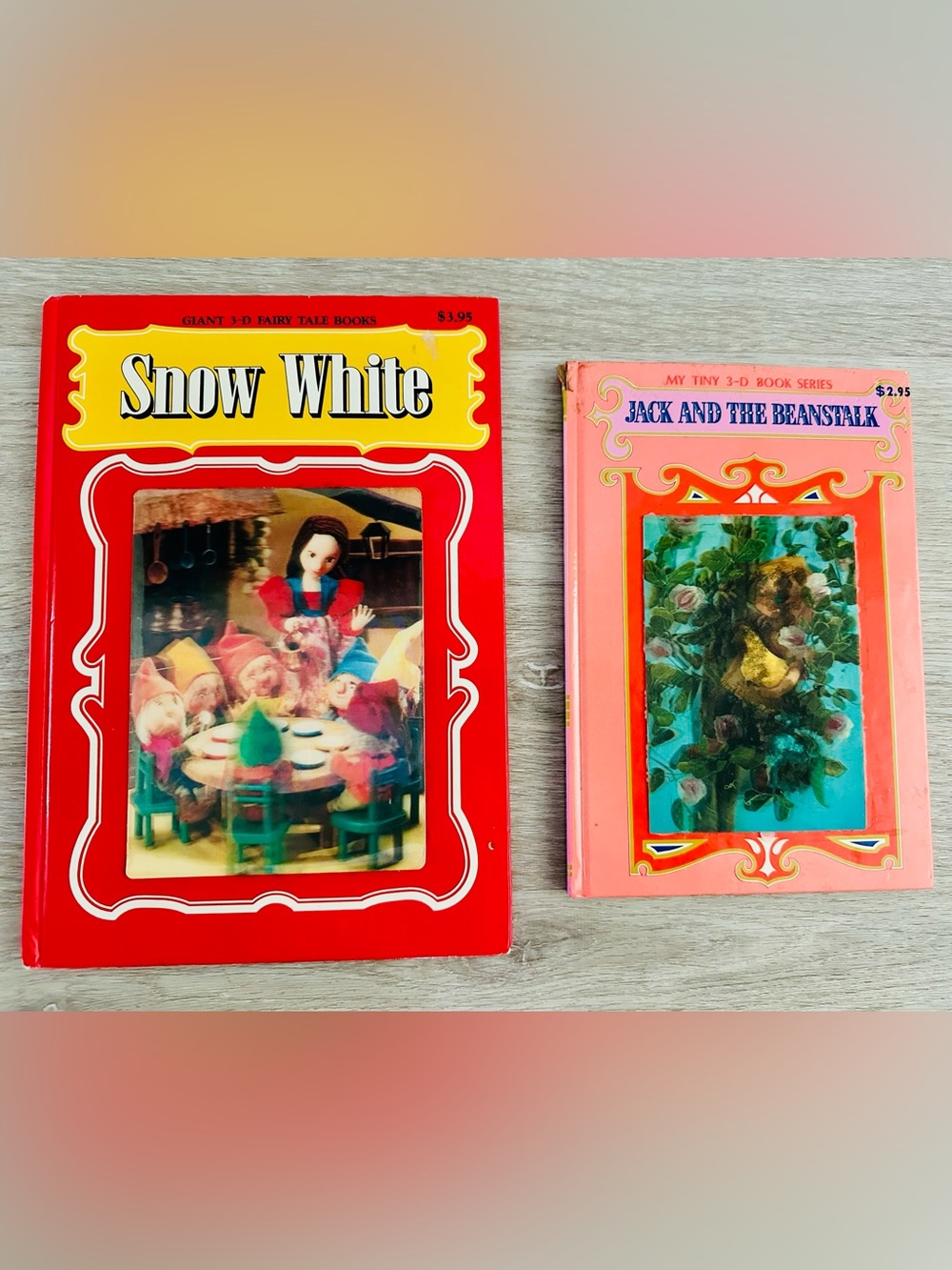 TWO (2) VINTAGE Giant 3-D Fairy Tale Books - Snow White AND Jack and Beanstalk